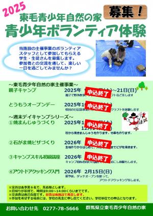 青少年ボランティア体験のチラシ画像
