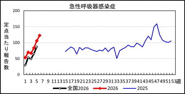 急性呼吸器感染症　患者報告推移の画像