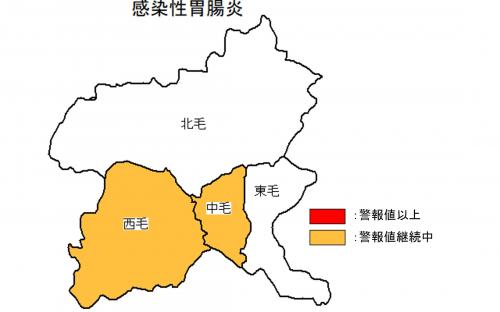 感染性胃腸炎発生状況の地図