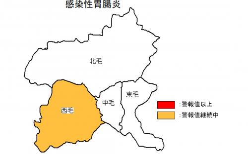 感染性胃腸炎発生状況の地図