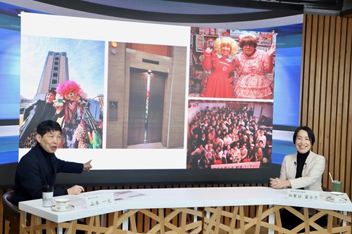 直滑降ストリーム収録風景(加賀谷県議)