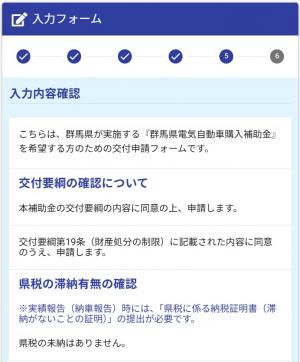 入力内容確認画面の画像１
