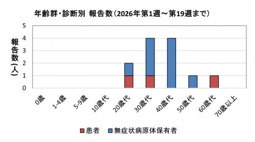 年齢群・診断別報告数(2021年)グラフ画像 腸管出血性大腸菌感染症 年齢群別 診断別報告数画像