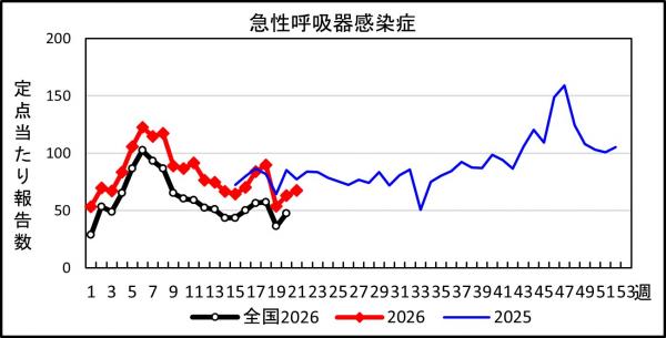急性呼吸器感染症 患者報告推移の画像