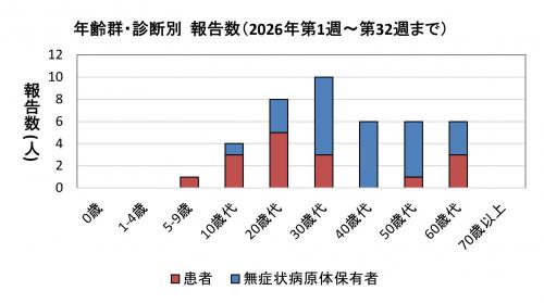 腸管出血性大腸菌感染症　年齢群別　診断別報告数画像