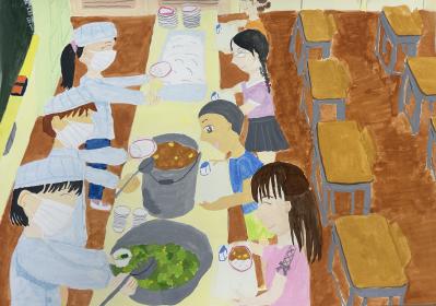 優秀賞3「待ちに待った給食だ！」画像