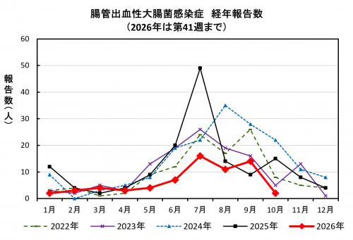 腸管出血性大腸菌感染症 経年報告数画像