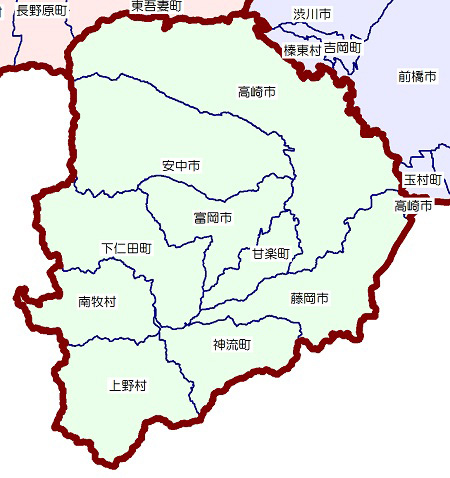 西毛森林計画区の位置図画像